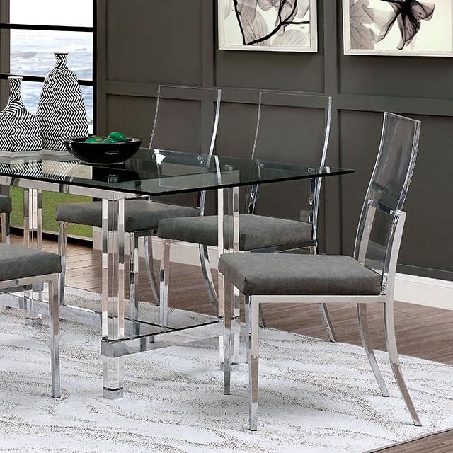 Casper 7 Pc Dining Table Set Chrome - Dimensional Outlet Furniture (Oakland, CA)