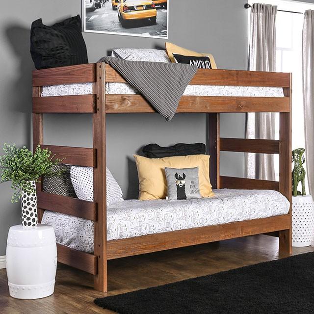 Arlette Twin/Twin Bunk Bed Brown, Black, Gray, & White - Dimensional Outlet Furniture (Oakland, CA)