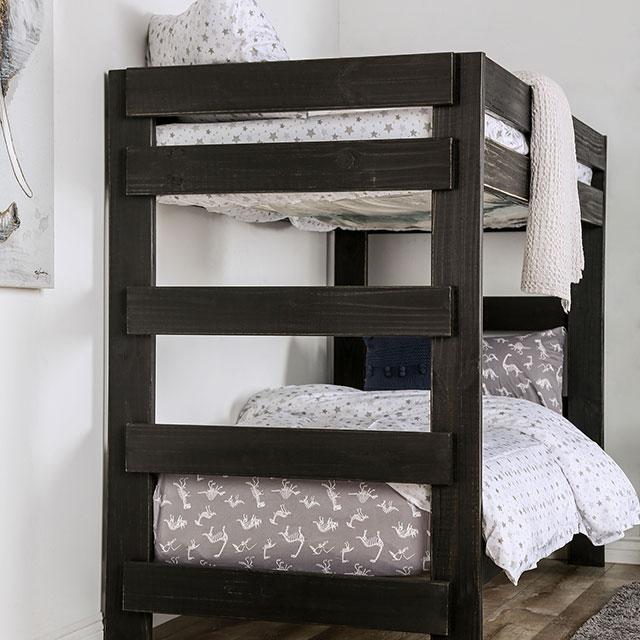 Arlette Twin/Twin Bunk Bed Brown, Black, Gray, & White - Dimensional Outlet Furniture (Oakland, CA)