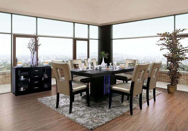 Evangeline Black/Beige Dining Table - Dimensional Outlet Furniture (Oakland, CA)