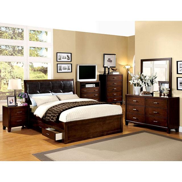 Enrico Full Queen Bed Brown, Black, & Cherry - Dimensional Outlet Furniture (Oakland, CA)
