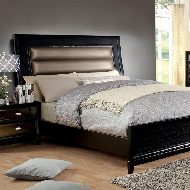 Golva Bed Beige & Black - Dimensional Outlet Furniture (Oakland, CA)