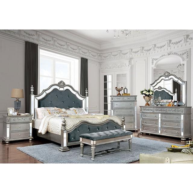 Azha Silver/Gray Cal.King & Queen Bed - Dimensional Outlet Furniture (Oakland, CA)