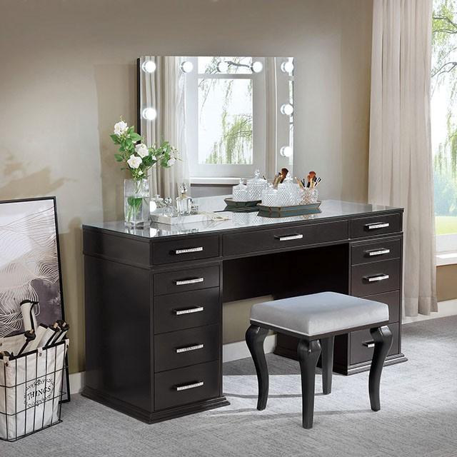 Valentina Vanity Set White & Dark Gray - Dimensional Outlet Furniture (Oakland, CA)