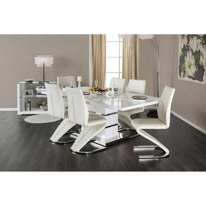 Midvale White/Chrome Dining Table - Dimensional Outlet Furniture (Oakland, CA)
