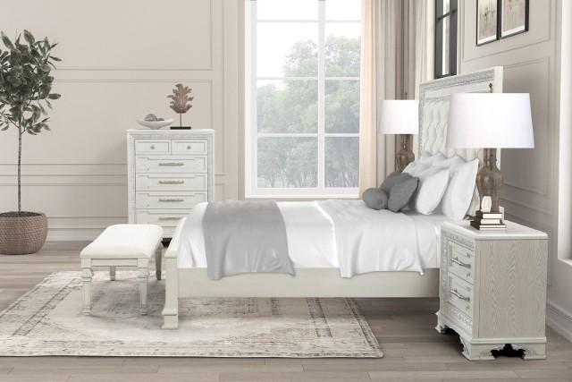 Stella Mia 4 Pc 5 Pc Queen Bedroom Set White - Dimensional Outlet Furniture (Oakland, CA)