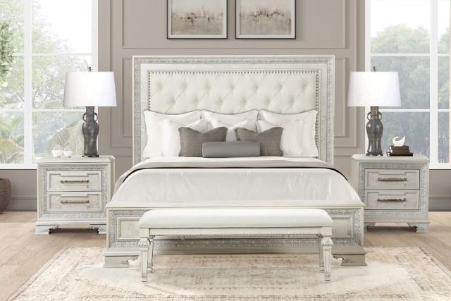 Stella Mia 4 Pc 5 Pc Queen Bedroom Set White - Dimensional Outlet Furniture (Oakland, CA)