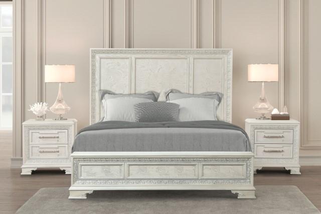 Stella Mia 4 Pc 5 Pc Queen Bedroom Set White - Dimensional Outlet Furniture (Oakland, CA)