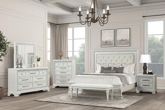 Stella Mia 4 Pc 5 Pc Queen Bedroom Set White - Dimensional Outlet Furniture (Oakland, CA)