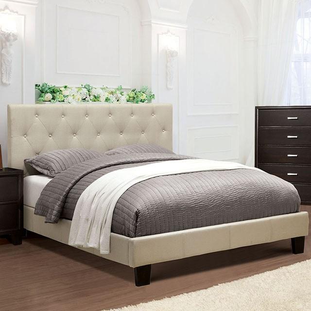 LEEROY Queen & Twin Bed Ivory & Gray - Dimensional Outlet Furniture (Oakland, CA)