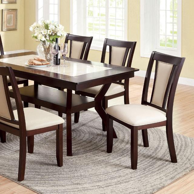 BRENT Dark Cherry/Ivory Dining Table - Dimensional Outlet Furniture (Oakland, CA)
