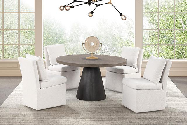 Broager 5 Pc Dining Table Set (Light Gray Caster Chairs) - Dimensional Outlet Furniture (Oakland, CA)