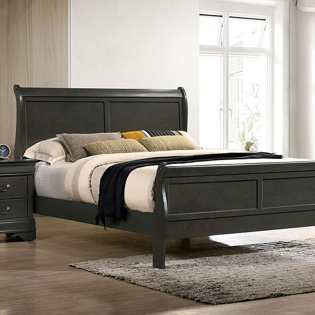 Louis Philippe E.King Bed Black, Cherry, & Gray - Dimensional Outlet Furniture (Oakland, CA)