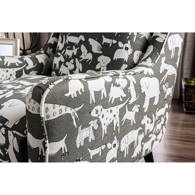 Patricia Ivory/Black Animal Pattern Chair - Dimensional Outlet Furniture (Oakland, CA)