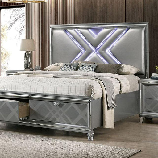 Emmeline 4 & 5 Piece Queen Bedroom Set Gray & White - Dimensional Outlet Furniture (Oakland, CA)