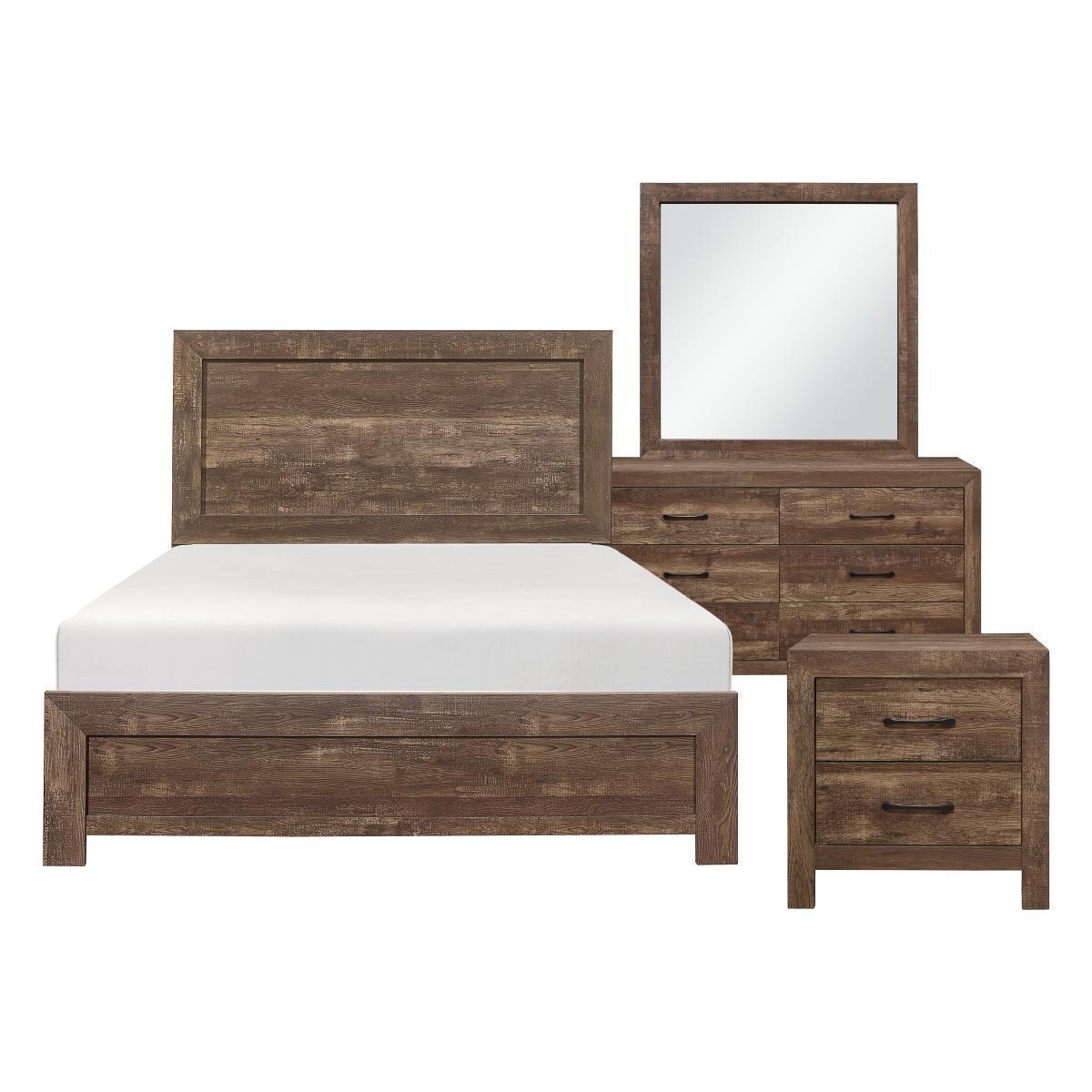 Made of embossed faux-wood veneer wood and engineered wood