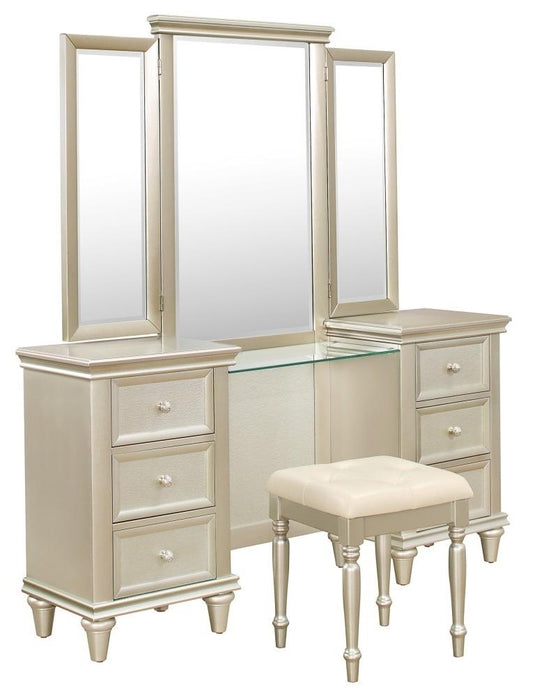 Celandine Vanity Stool in Pearl/Silver 1928-14 - Dimensional Outlet Furniture (Oakland, CA)