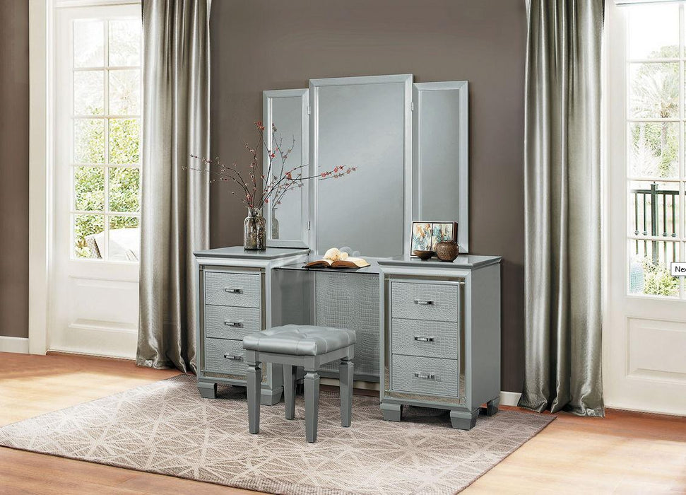 Allura Vanity Dresser with Mirror in Silver 1916-15