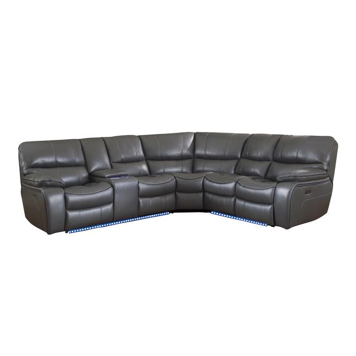 8480GRY3SCPD - (3)3-Piece Power Reclining Sectional with Left Console, LED and USB Ports image