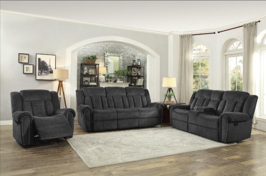 Nutmeg Double Reclining Loveseat in Charcoal Gray 9901CC-2 - Dimensional Outlet Furniture (Oakland, CA)