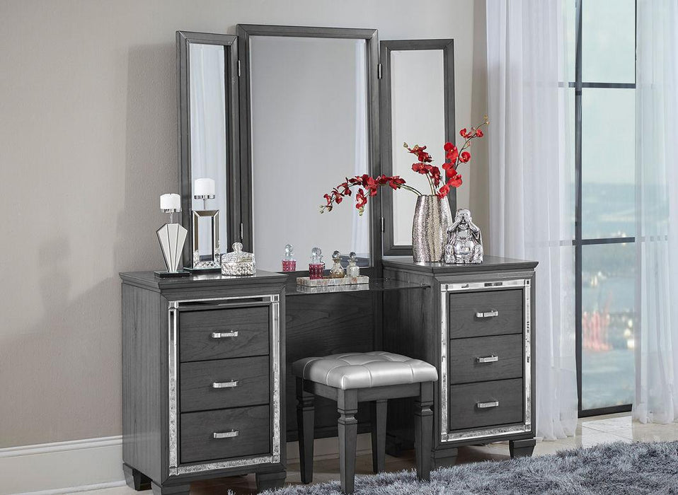 Allura Vanity Stool in Gray 1916GY-14 - Dimensional Outlet Furniture (Oakland, CA)