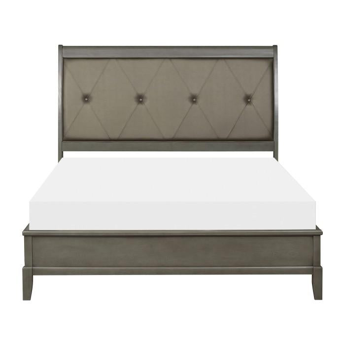 Cotterill Queen Upholstered Sleigh Bed in Gray 1730GY-1 - Dimensional Outlet Furniture (Oakland, CA)