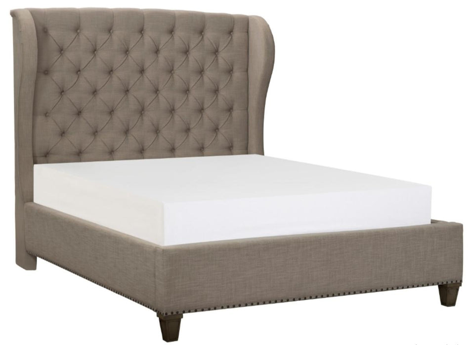 Vermillion King Upholstered Panel Bed in Gray 5442K-1EK