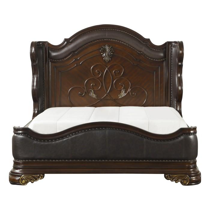 Royal Highlands Queen Upholstered Panel Bed in Rich Cherry 1603-1 - Dimensional Outlet Furniture (Oakland, CA)