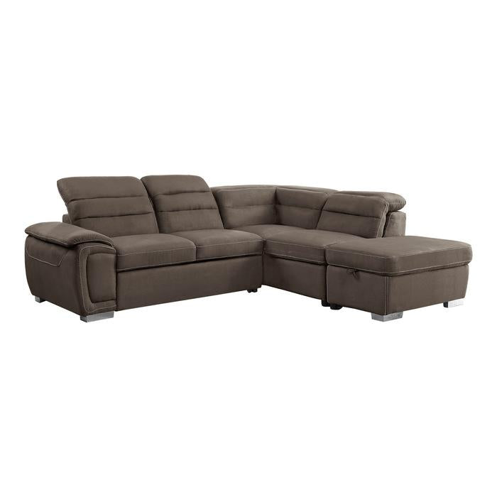 8277CH - (3)3-Piece Sectional with Adjustable Headrests, Pull-out Bed and Right Chaise with Storage Ottoman image