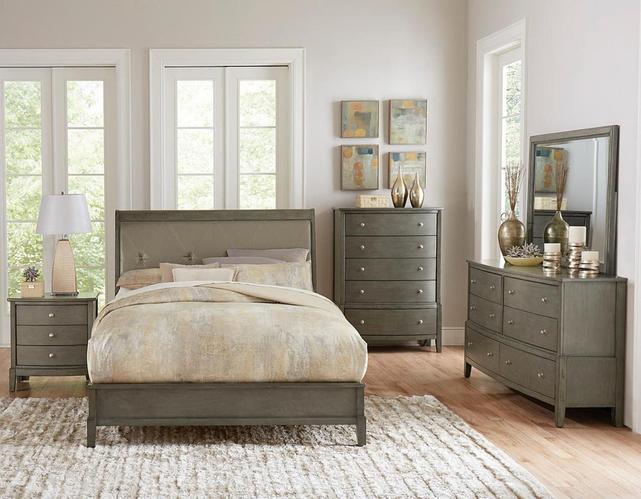 Cotterill Queen Upholstered Sleigh Bed in Gray 1730GY-1 - Dimensional Outlet Furniture (Oakland, CA)