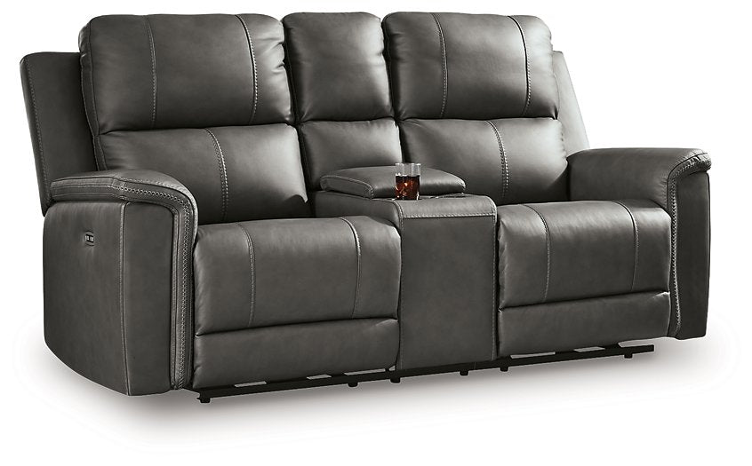 Bleckley Power Reclining Loveseat with Console - Dimensional Outlet Furniture (Oakland, CA)