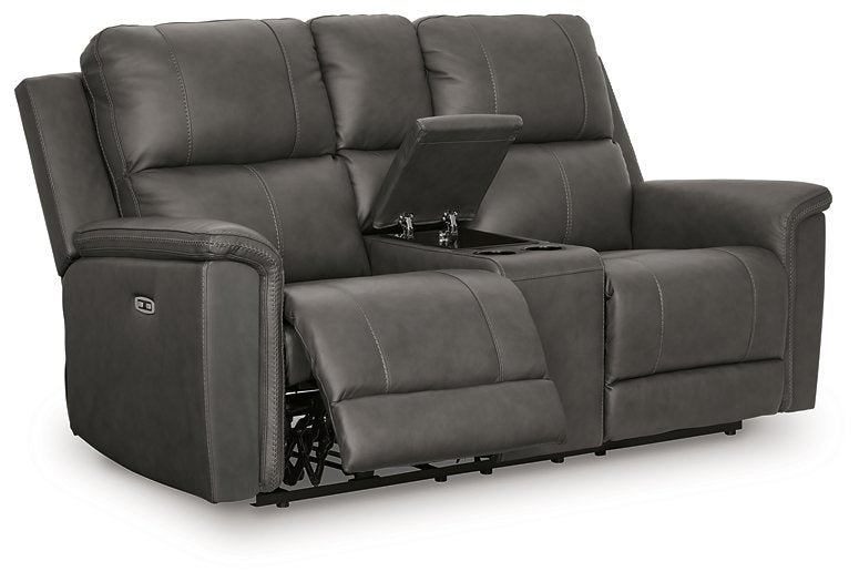 Bleckley Power Reclining Loveseat with Console - Dimensional Outlet Furniture (Oakland, CA)