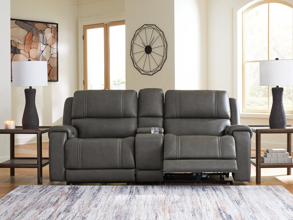 5Z - Pittson Power Reclining Sectional Loveseat with Console - Dimensional Outlet Furniture (Oakland, CA)