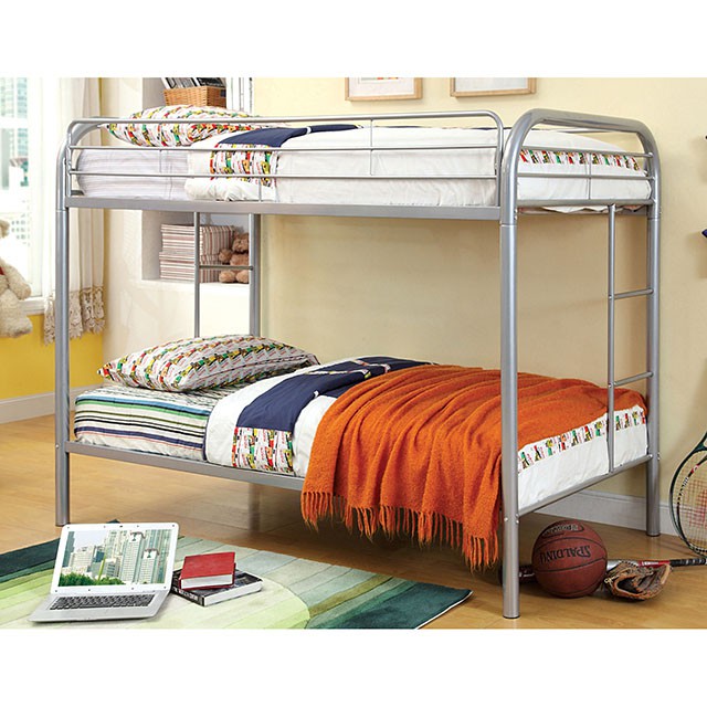 Rainbow Twin/Twin Bunk Bed Black, Silver, & White