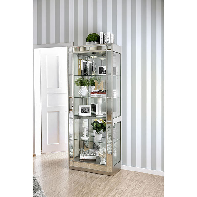 Carrollton Chrome Curio Cabinet - Dimensional Outlet Furniture (Oakland, CA)