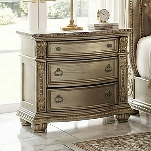 Fromberg Nightstand w/ Marble Top - Dimensional Outlet Furniture (Oakland, CA)