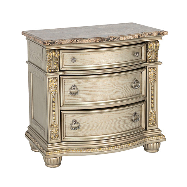 Fromberg Nightstand w/ Marble Top - Dimensional Outlet Furniture (Oakland, CA)