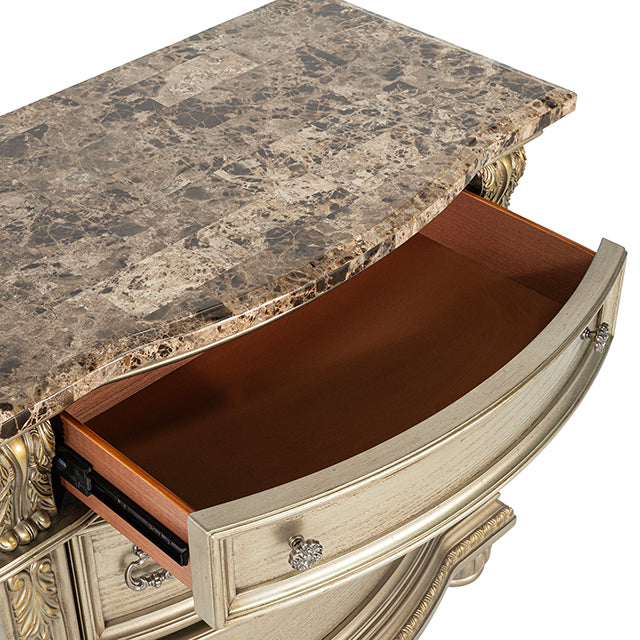 Fromberg Nightstand w/ Marble Top - Dimensional Outlet Furniture (Oakland, CA)