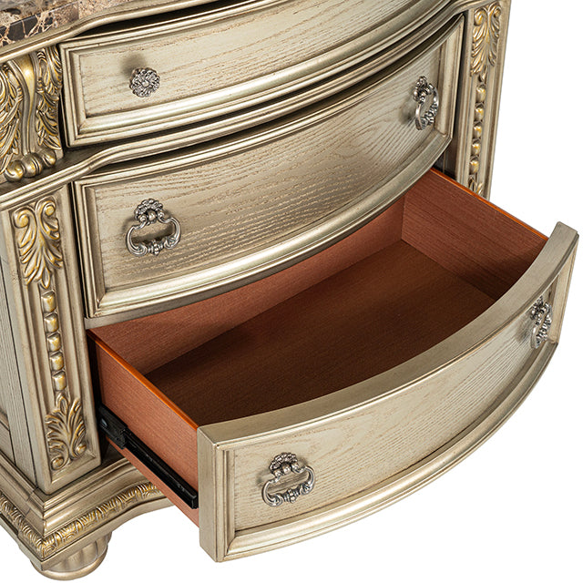 Fromberg Nightstand w/ Marble Top - Dimensional Outlet Furniture (Oakland, CA)